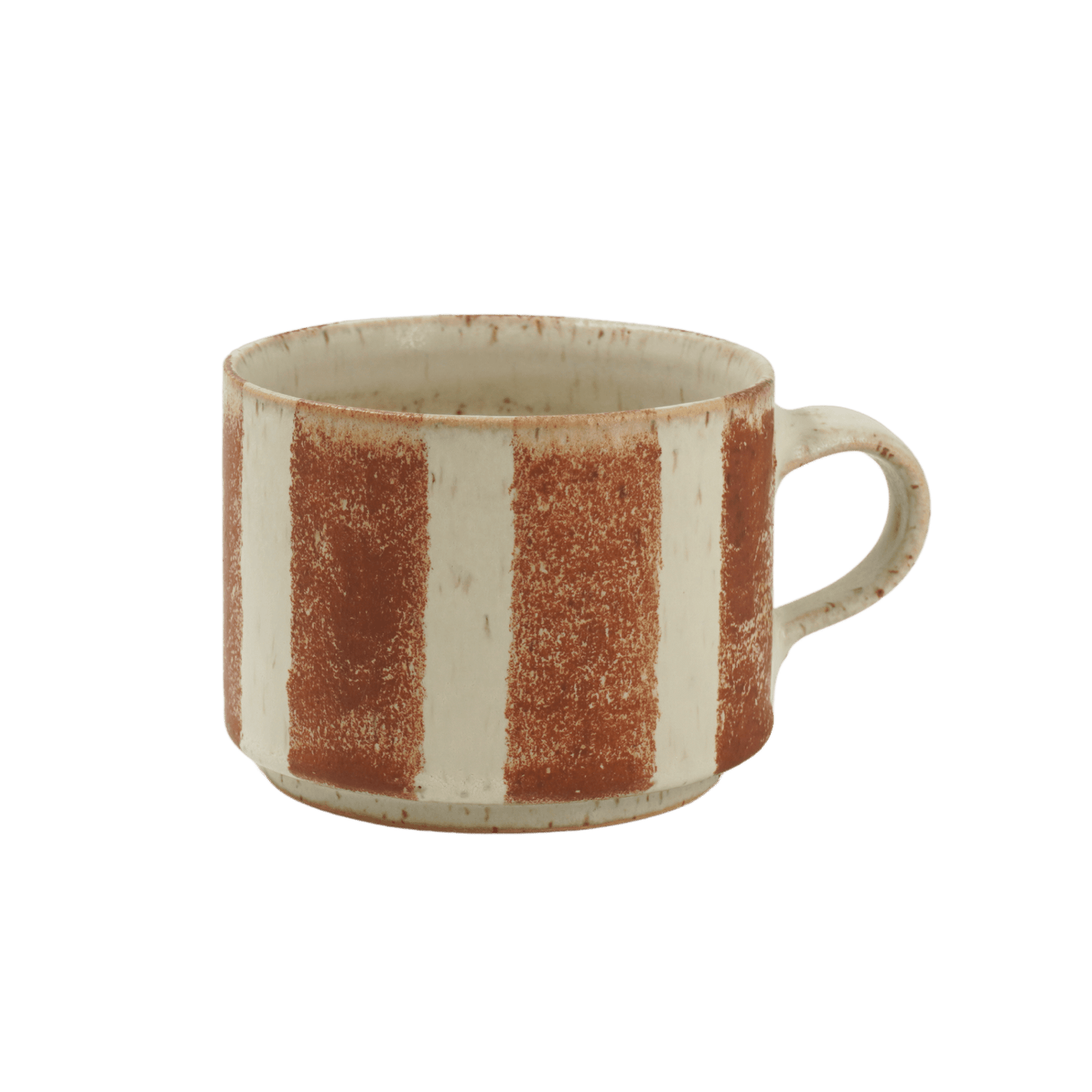 Randig kaffekopp Öland i havre och träbrun, handgjord keramik