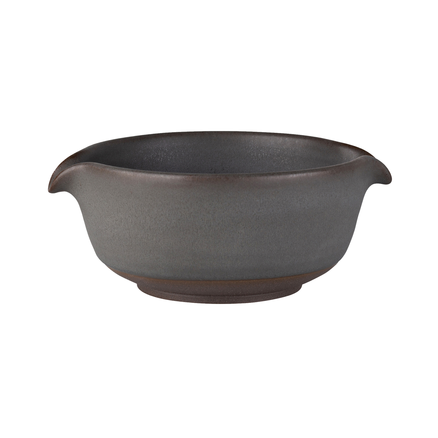 Stengodsskål med två pipar, grafit glasyr, perfekt för matcha